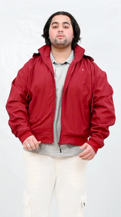 Drop Shoulder Windproof Fleece Inside & Detachable Hood Jacket (RBB1071)