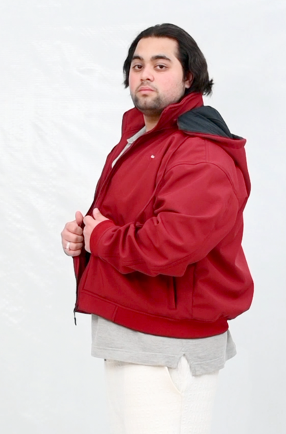Drop Shoulder Windproof Fleece Inside & Detachable Hood Jacket (RBB1071)