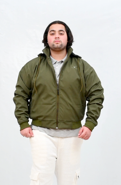 Drop Shoulder Windproof Fleece Inside & Detachable Hood Jacket (RBB1071)