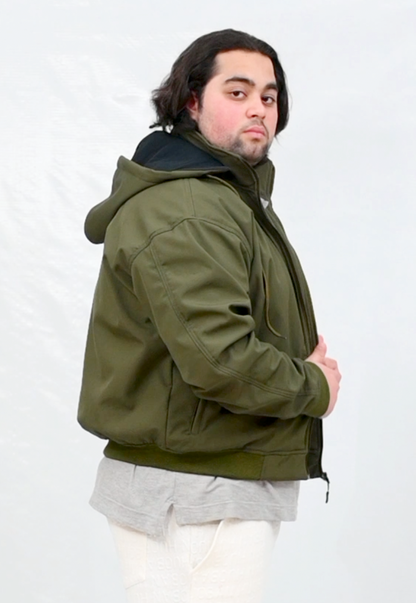 Drop Shoulder Windproof Fleece Inside & Detachable Hood Jacket (RBB1071)