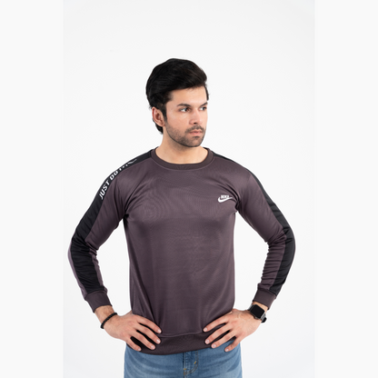 Stripe Crew Neck Sweatshirt with Bold Sleeves RBB1046