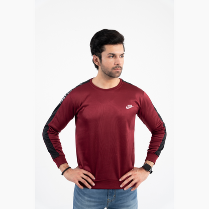 Stripe Crew Neck Sweatshirt with Bold Sleeves RBB1046