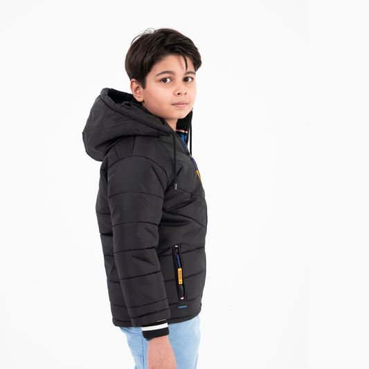 Boys Color block Hooded Bomber Jacket with Full Sleeves RBB1056