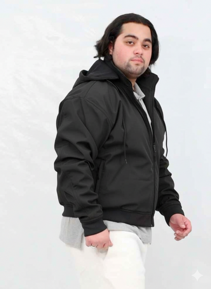 Drop Shoulder Windproof Fleece Inside & Detachable Hood Jacket (RBB1071)