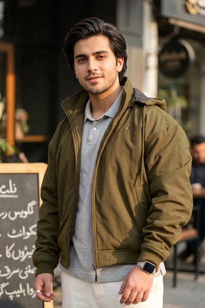 Drop Shoulder Windproof Fleece Inside & Detachable Hood Jacket (RBB1071)