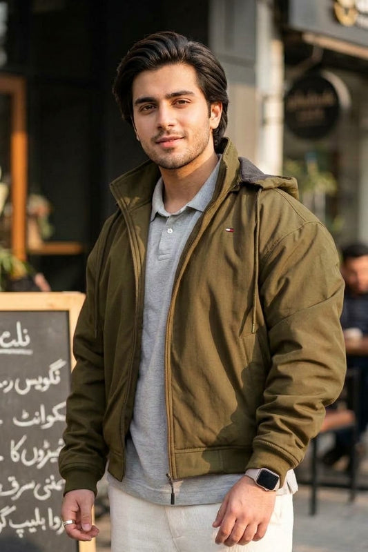 Drop Shoulder Windproof Fleece Inside & Detachable Hood Jacket (RBB1071)