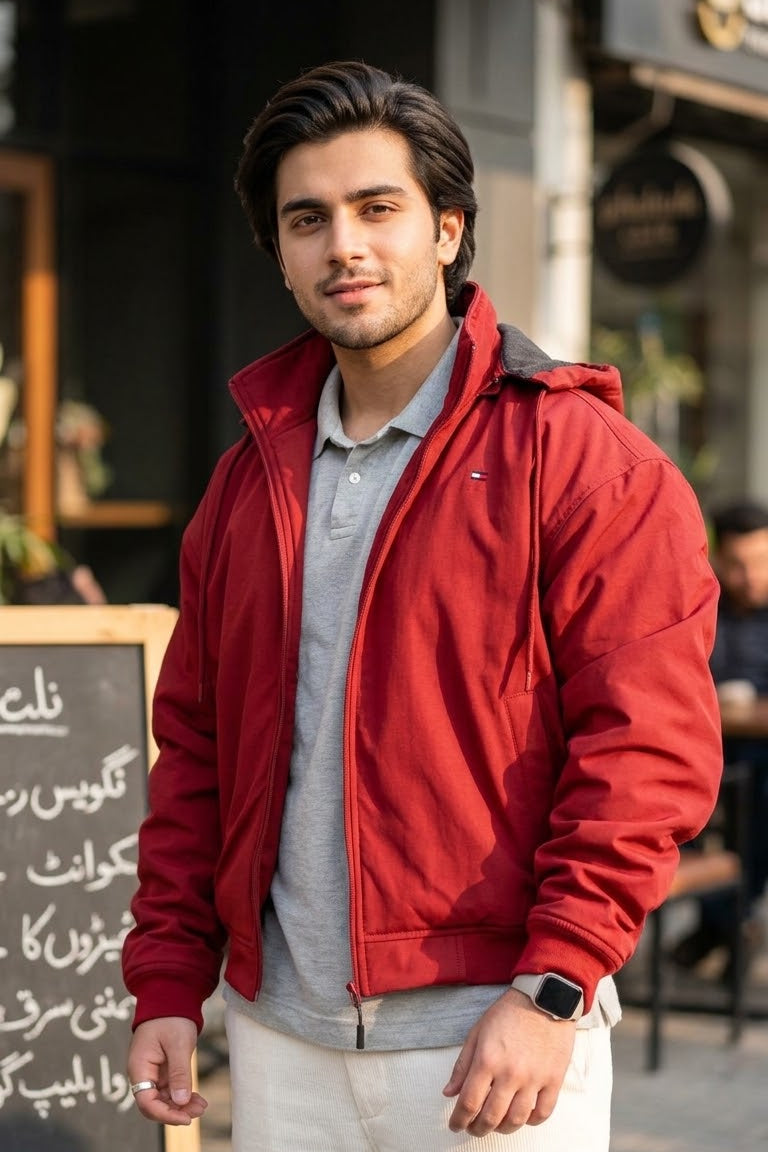 Drop Shoulder Windproof Fleece Inside & Detachable Hood Jacket (RBB1071)
