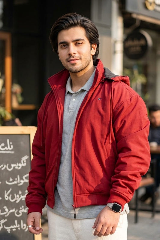 Drop Shoulder Windproof Fleece Inside & Detachable Hood Jacket (RBB1071)